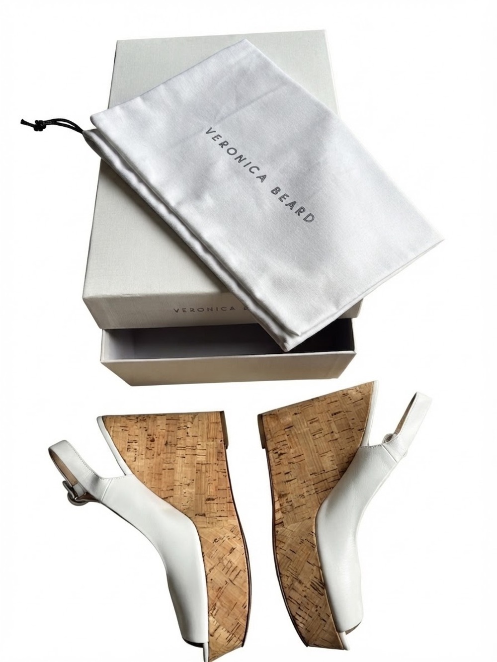 Veronica Beard Coconut Leather Dali Peep Toe Wedge heels, sz 7.5 slingback